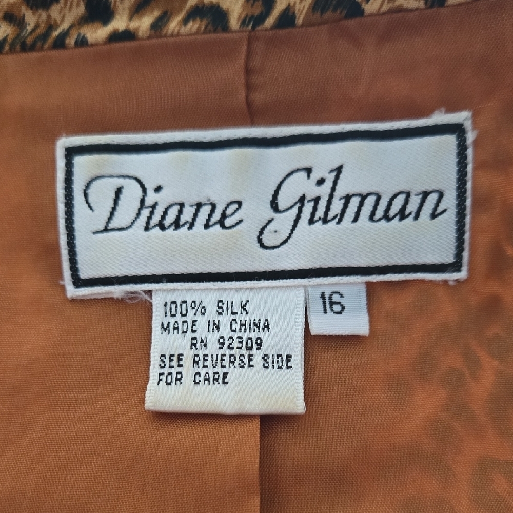 Diane Gilman Women's Leaopard Print Silk Sport Blazer-Size 16 - Picture 7 of 10
